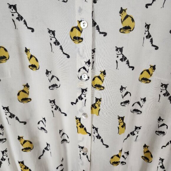 Camaieu Cats Print Button Up Romper - Picture 2 of 5